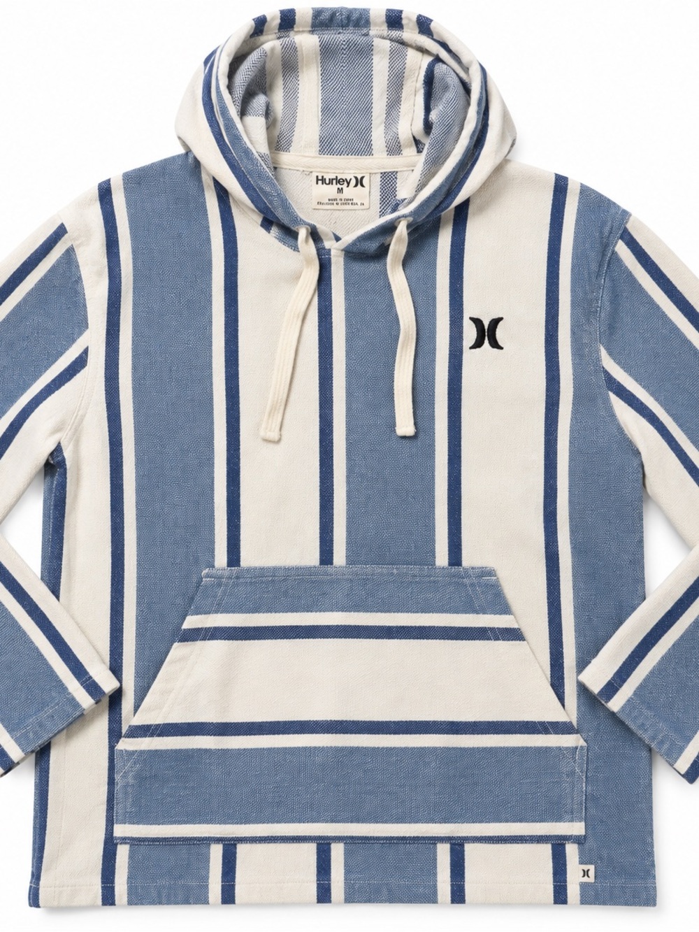 Hurley Men’s Blue & Cream Striped Crewneck Hoodie